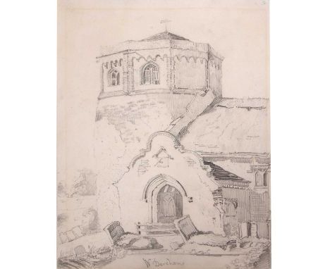 Follower / pupil of John Sell Cotman (1782-1842), 'W.Dereham', pencil sketch, initialed J.W.C, copied from the etching, plate