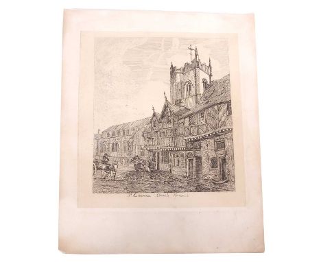 Attributed to David Hodgson (1798-1864), "St Laurence Church Norwich", etching, initialed DH lower left and bears an indistin