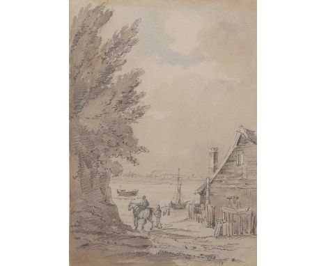 George Shepherd (c.1782-1830), "Yarmouth from Gorleston", pencil and watercolour, Spink of London label on backboard states "