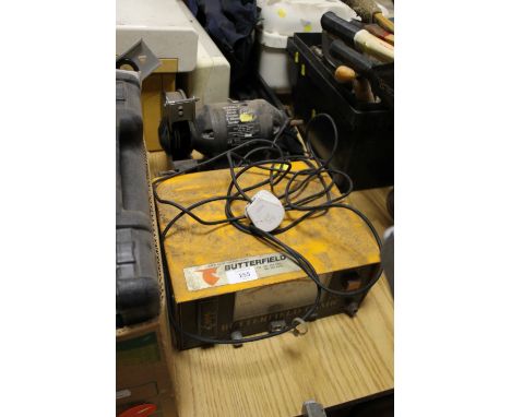A BUTTERFIELD CAMIC EXHAUST ANALYSER TOGETHER WITH A BENCH GRINDER