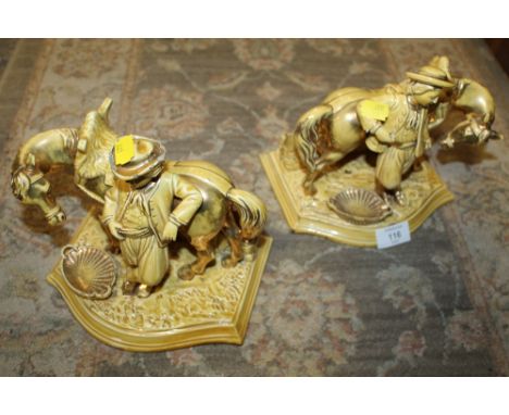A PAIR OF EICHWALD CERAMIC POSY HOLDERS