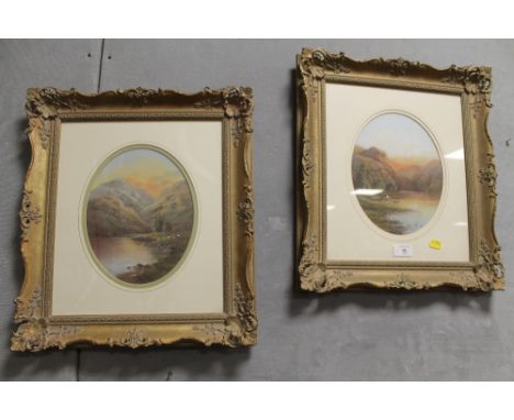 A PAIR OF GILT FRAMED W. REEVES PAINTINGS IN OVAL MOUNTS + A SIGNED LIMITED EDITION PRINT BY R. RICHARDSON - 'SPRING IN BURFO