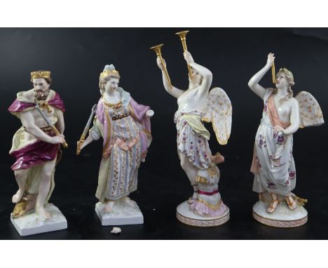 A pair of KPM Berlin porcelain figures of Pluto and Proserpina, and a pair of KPM figures of angels, 16cm and 20cmCONDITION: 