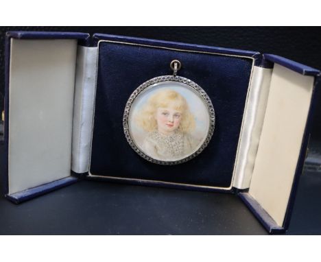 Annie Howard (Exh.1883-1900)oil on ivory miniaturePortrait of Wyndham Wentworth Knatchbull Hugessen, Aged six, head and shoul