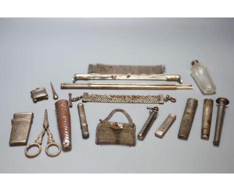 A group of 18th / 19th century silver and white metal sewing accessories including needle casesCONDITION: - George III silver