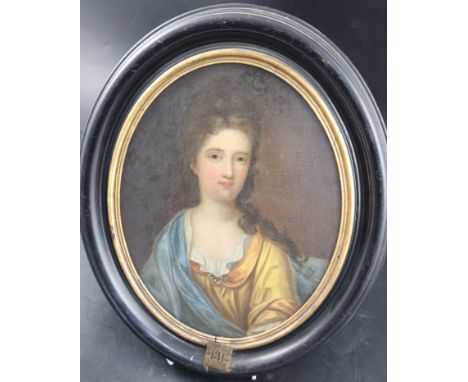 Follower of Michael Dahl (1659-1743),oil on canvasHalf length portrait of Alice Wyndham (d.1723), wearing a yellow dress and 