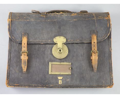 A leather attache case, the 5th Lord Brabourne (1895-1939), perhaps from his time as Viceroy and acting Governor General of I