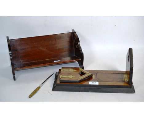 A 19th century brass mounted rosewood book slide by Kerslike &amp; co, Bristol Book trough etc