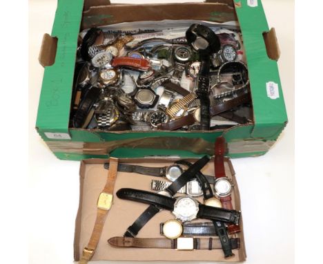A Casio chronograph digital wristwatch, a stainless steel rotary wristwatch, and a quantity of other wristwatches