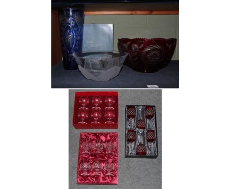 A set of six Baccarat glasses in presentation box, a set of six Cristallerie Zwiesel brandy glasses in a presentation box tog