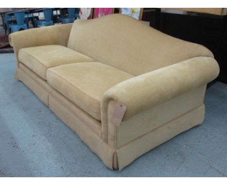 SOFA, humpback form, 88cm H x 225cm W x 103cm D. (with faults)