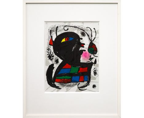 JOAN MIRO, Untitled V, original lithograph, printed by Mourlot, 1977, 32cm x 24cm, framed and glazed.