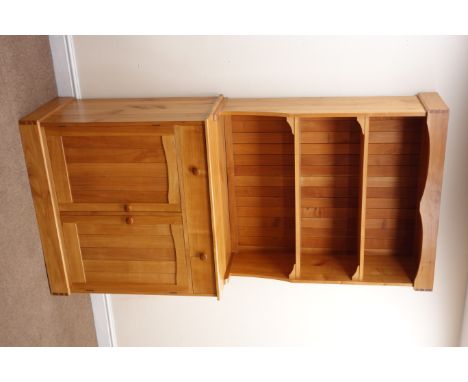 Light wood two tier plate rack dresser, single drawer above two cupboard doors, plinth base, W97cm, H198cm, D46cm