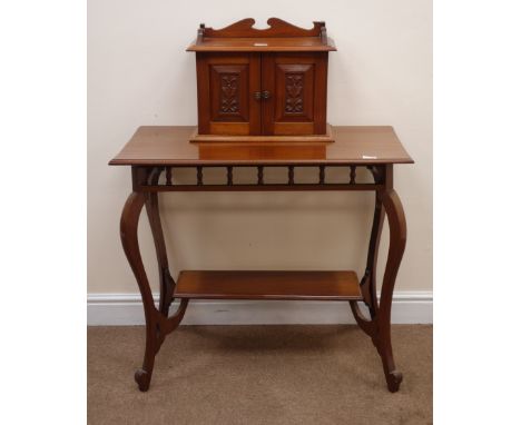 Regency style walnut two tier occasional table (W87cm, H75cm, D48cm) and a mahogany pipe cabinet (W46cm, H36cm, D21cm) (2) Co