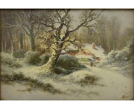 William R Stone (British 1842-1913): Winter Landscape, oil on board signed 24cm x 35cm