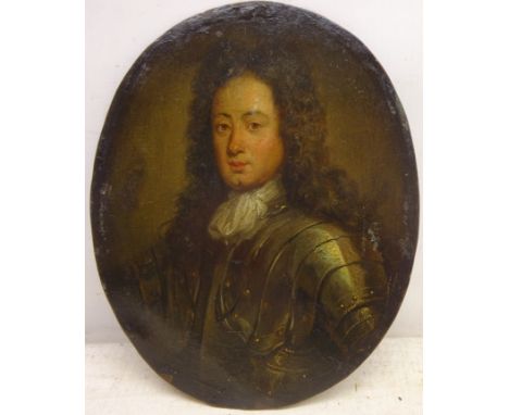 Portrait of a Dutch Gentleman in Armour, 18th/19th century oval oil on copper unsigned 16.5cm x 13cm unframed  Condition Repo