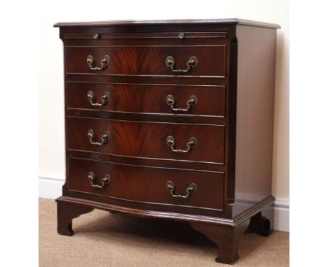 George lll style mahogany bachelors chest with brushing slide above four long drawers on bracket feet, W71cm, H77cm, D47cm