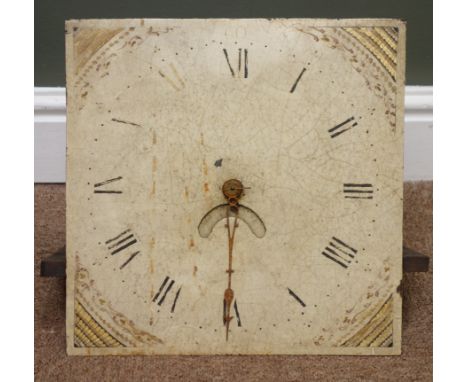 19th century 30 hour longcase clock movement with 12in square painted dial