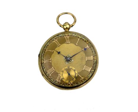 John Donegan, Dublin, a mid-19th century Irish 18ct gold cased open face pocket watch, No.7499, keywind 3/4 plate English lev