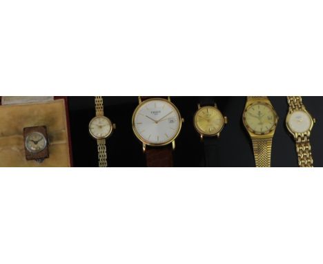 A lady's Tissot 9ct gold cased small round bracelet watch, circa 1962, the case, bracelet and glass 10.7gms gross; two other 