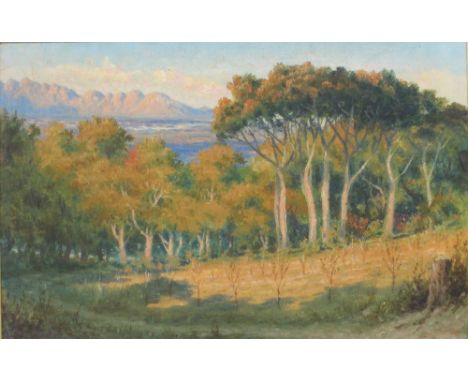 Rowland Pym (British, 1920-2006), View of Table Mountain, Cape Town, South Africa, signed 'R Pym' (lower left), and inscribed