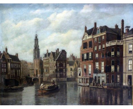 Oene Romkes de Jongh (Dutch, 1812-1896), An Amsterdam canal, signed 'O. R de Jongh' (lower left), oil on canvas, 33 x 43cm.