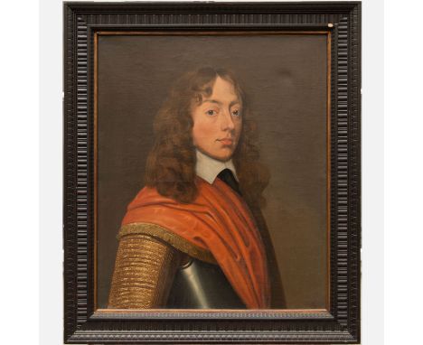 Gerrit van Honthorst ( 1592-1656) – attributed, Portrait of a young gentleman in half armour , oil on canvas, framed. 73X60 c