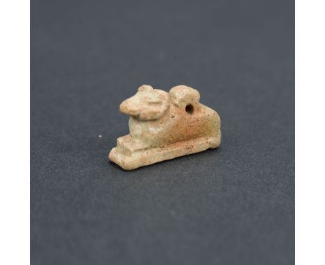 Egypt Ram Amulet, ceramic glazed , eylet  later periode, length 2,8 cm The hammer price will go directly to the social help o