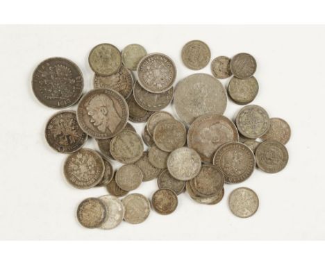 RUSSIA, MIXED COINS. A collection of silver denominations, mainly 19th and early 20th century, some higher grades.