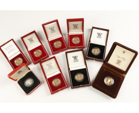 GREAT BRITAIN, ELIZABETH II, GOLD PROOF SOVEREIGNS, 1981, 1984, 1985, 1986, 1987, 1988, 1990, 1991, in cases with certificate