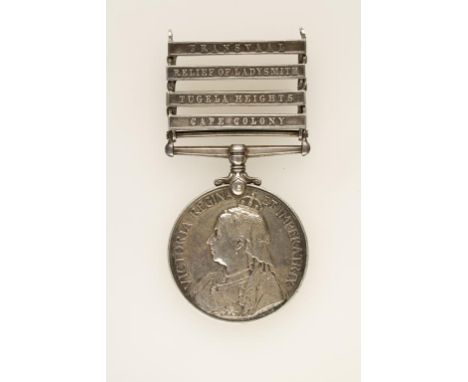 A QUEEN'S SOUTH AFRICA MEDAL, with Cape Colony, Tugela Heights, Relief Of Ladysmith and Transvaal clasps, impressed (2532 PTE