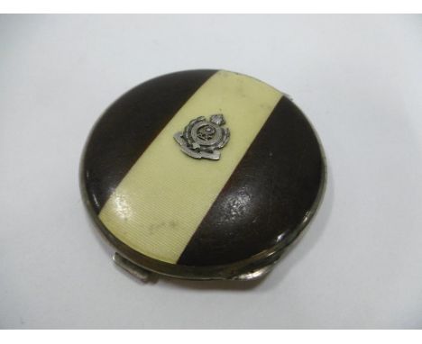 A SILVER AND ENAMELLED COMPACT, with Military Badge, Royal Lancashire Fusiliers