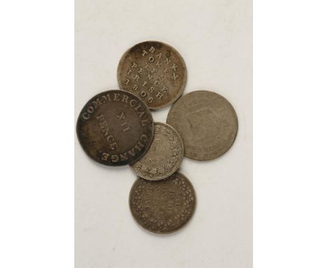 TOKENS, TWELVE PENCE, 1811, Chichester, one other silver Shilling, 1811, Irish Bank Tokens, Ten Pence, 1806, 1813, and a silv