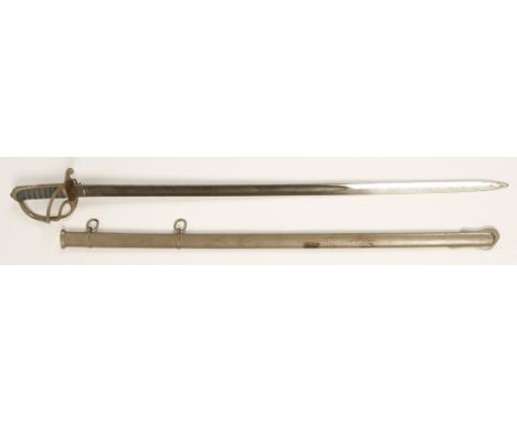 A LATE VICTORIAN OFFICERS SWORD, with scabbard, 42"