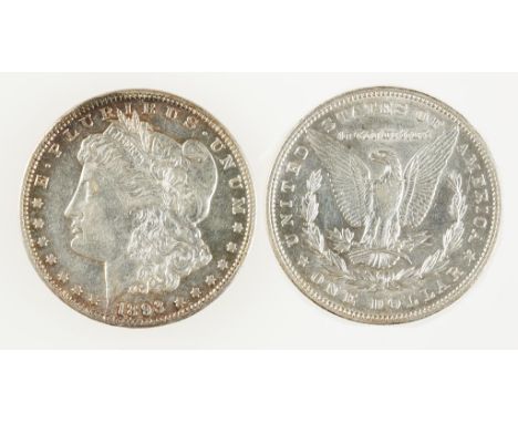 AMERICA, SILVER 'MORGAN' DOLLAR, 1893. Head left, eagle on reverse. GVF or better, some tonming. (one coin)