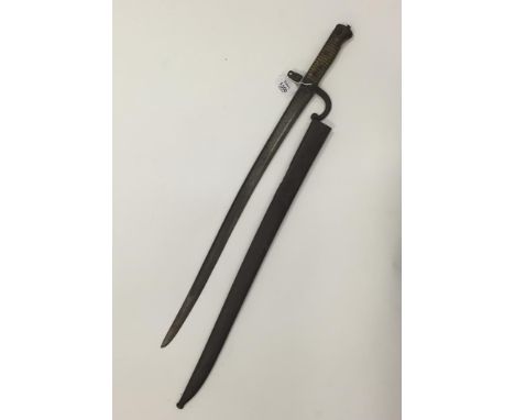 A FRENCH CHASSEPOT BAYONET with scabbard, 28"
