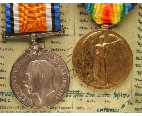 A GREAT WAR CASUALTY PAIR OF MEDALS, impressed (33367 PTE. C. MOON. BEDF. R.), died on 4th Nov 1918, with research 