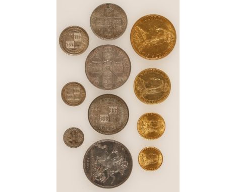 VICTORIA, 1837-1901. ELEVEN COIN GOLD AND SILVER SET, 1887. AEF-AUNC