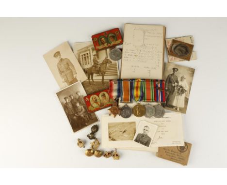 A FREAT WAR TRIO AND SECOND WORLD WAR MEDAL GROUP, (LIEUT. N. BUCKLEY. R.E.), related photographs, cards, Army Book with draw