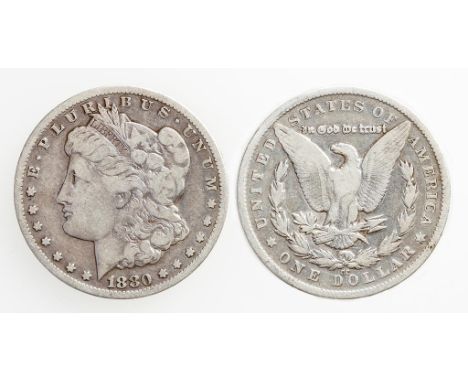 AMERICA, SILVER 'MORGAN' DOLLAR, 1880 CC. Head left, eagle on reverse. GF. (one coin)