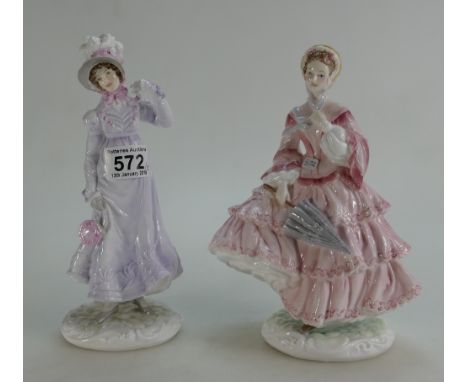 Royal Worcester figures The Regency and The Crinoline from the walking-out dresses of the 18th century, limited edition for C