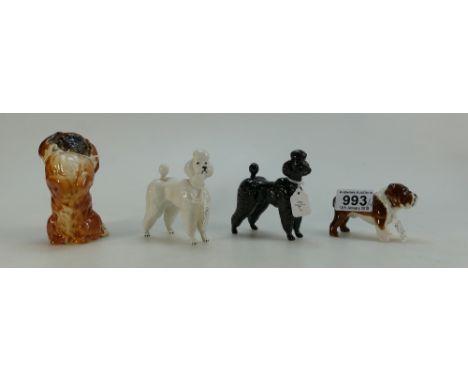 Beswick Bull Dog 1711, Pekinese begging 1059, white Poodle 1836 and similar black item (4)