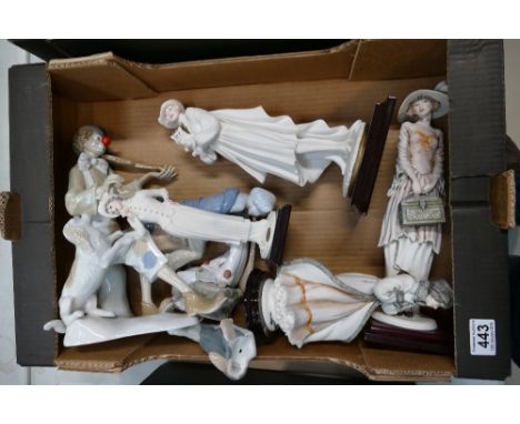 Collection of Nine figures to include four Spanish Clown figures (two NAO) largest figure damaged plus five Florence figures.