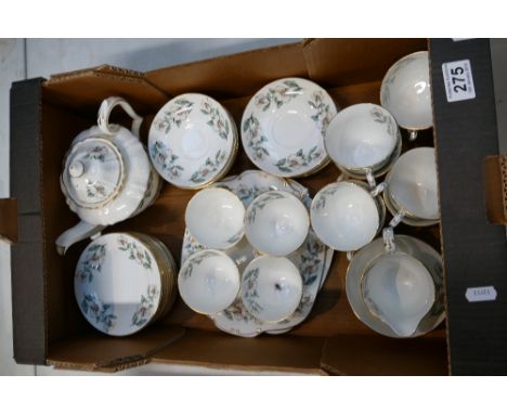 A collection of Crown Staffordshire floral decoration tea ware to include cups, saucers, side plates etc. 