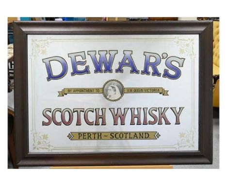 Vintage framed advertising mirror for Dewar's scotch whisky  dimension's 93cm x 68cm