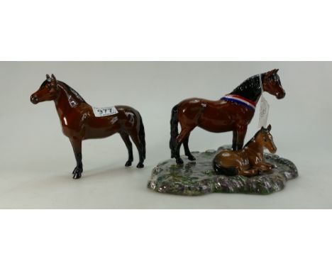 Beswick The Dartmoor Family Tableau piece, comprising Warlord, Another Star and Another Bunch, on ceramic base