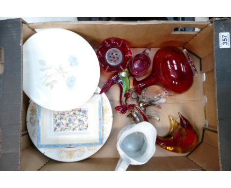 A mixed collection of items to include Wedgwood floral decorated cake stands, small Wedgwood Sarah designed octagonal plate, 