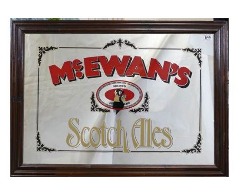 Vintage framed advertising mirrors featuring Mcewans Scotch Ales dimensions 91 x 66cm
