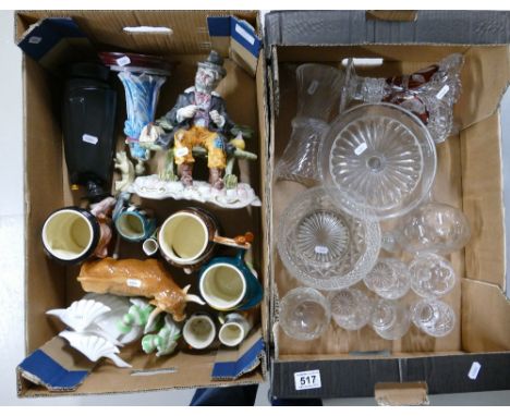 A mixed collection of ceramic items to include - Royal Doulton small character jug Trapper, similar Sandland character jugs, 