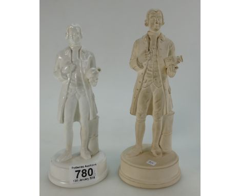 Wedgwood cream ware Basalt figure of Josiah Wedgwood together with a similar unmarked item (2). 